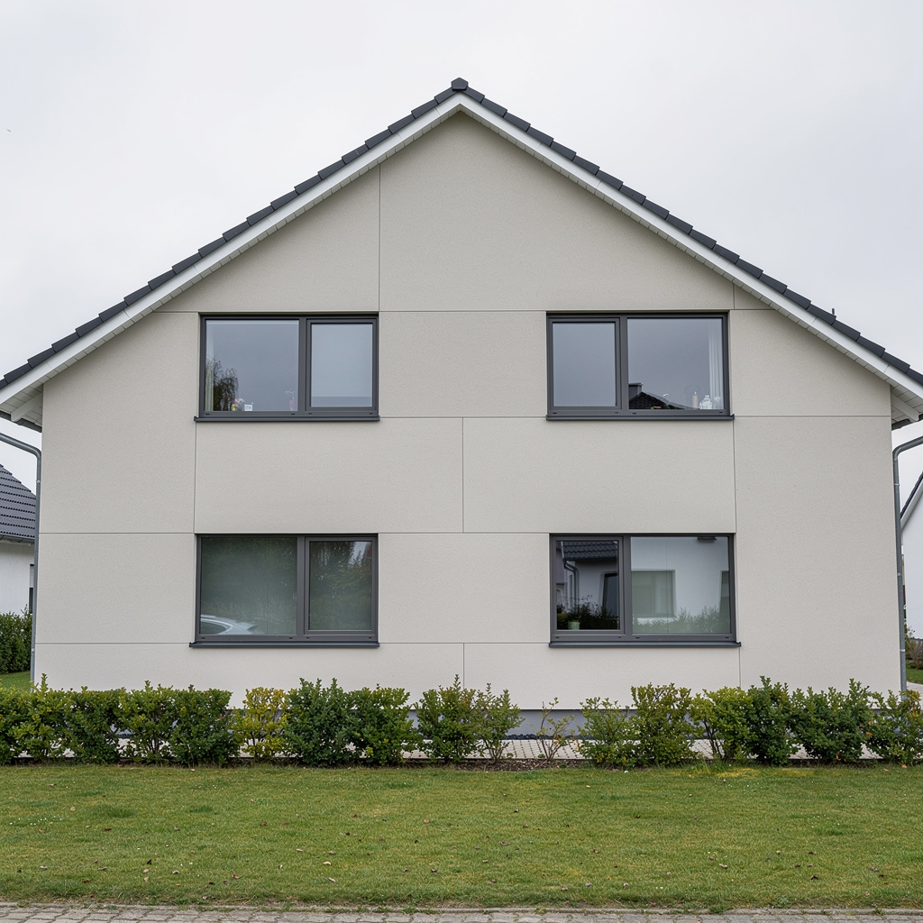 Façade de maison avec isolation thermique par l'extérieur
